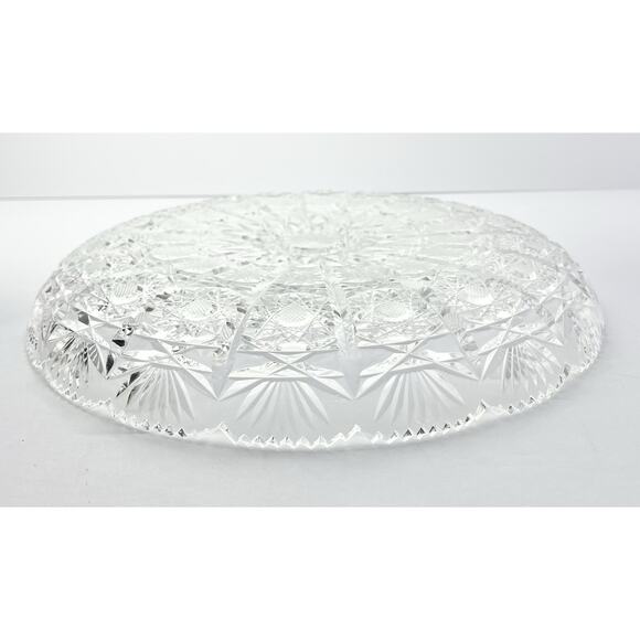 1960s Vintage American Brilliant Period ABP Cut Crystal Glass Tray Platter 11.5” - Picture 6 of 7